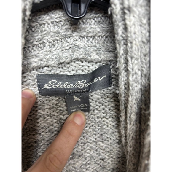 Eddie Bauer Sleepwear Gray Shawl Collar Cardigan Sweater Womens XS - Picture 2 of 4